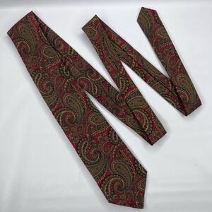 St Michael Vintage Silk Red Gold Paisley Neck Tie